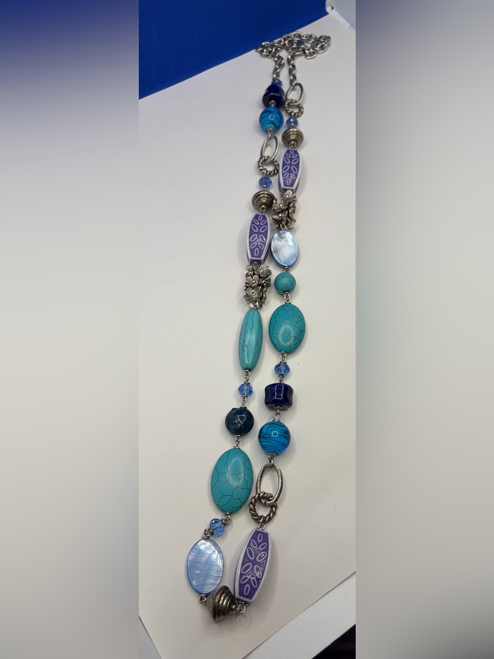 Premier Designs Turquoise & Lavender Statement Beaded Necklace - Picture 3 of 8
